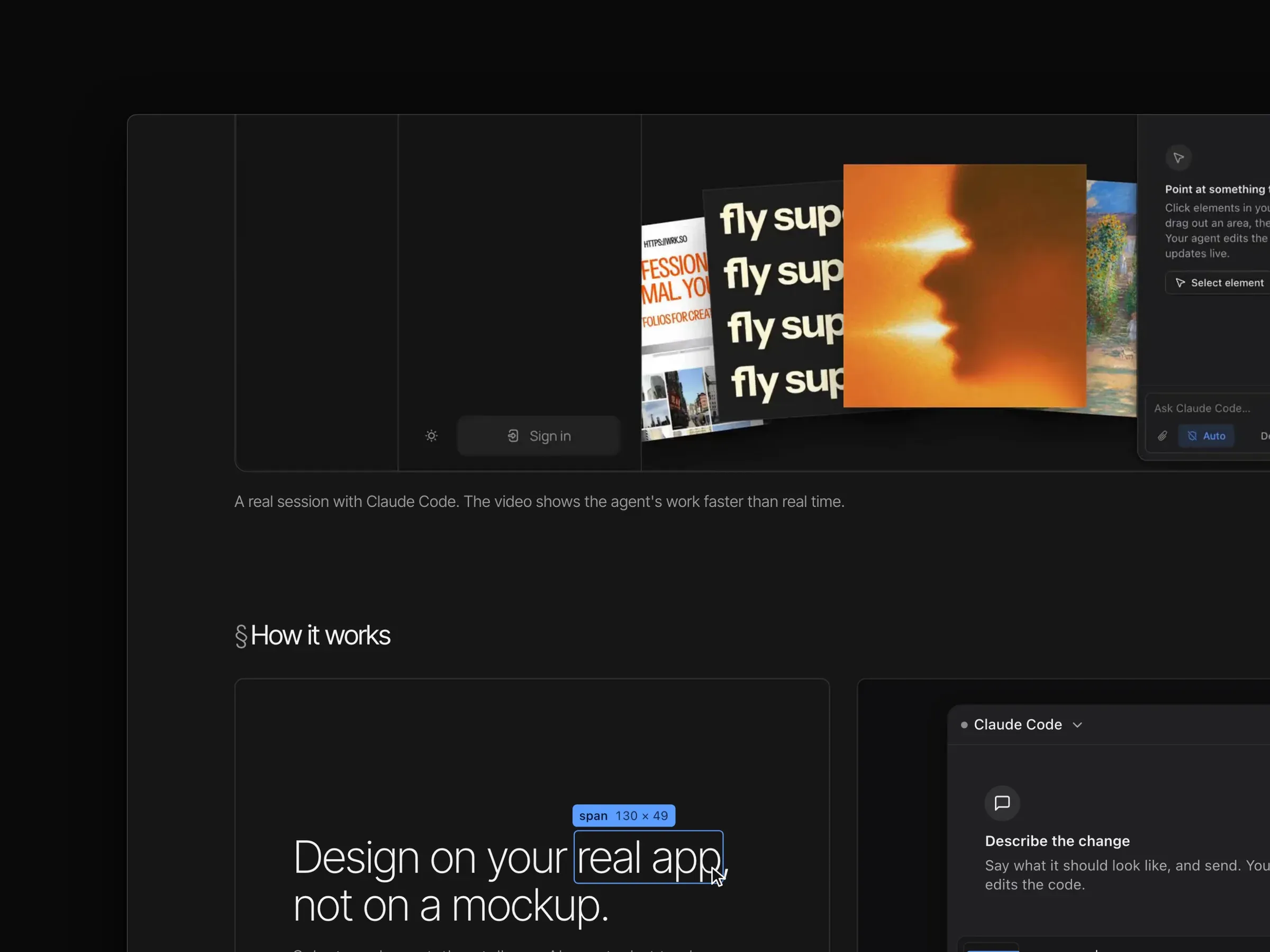 Gui, a Mac app for web design: the homepage, its demo, and the feature walkthrough on a MacBook beside the mobile site.